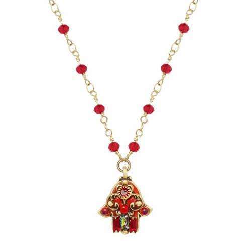 Michal Golan Small Red Hamsa on Channel Chain