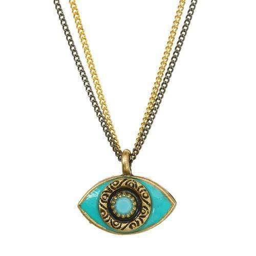 Michal Golan Turquoise Evil Eye Double Strand Necklace