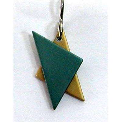 Q3 Art Green and Gold Star of David Earrings