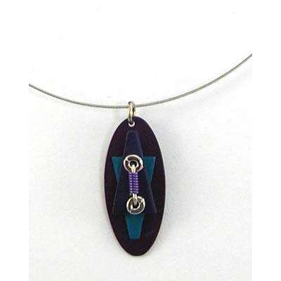 Q3 Art Purple and Blue Jewish Star Necklace