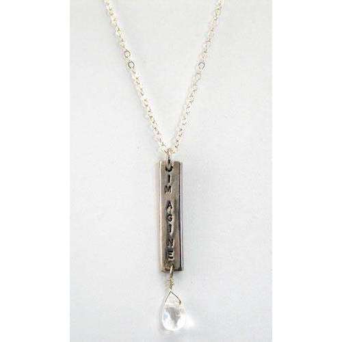 Searcey Designs Sterling Silver Imagine Inspiration Bar With Hanging Crystal