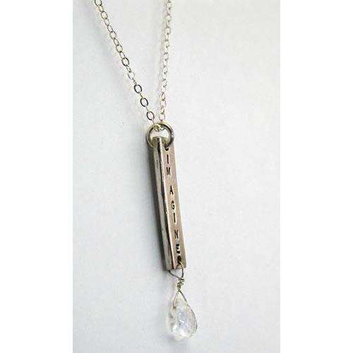 Searcey Designs Sterling Silver Imagine Inspiration Bar With Hanging Crystal