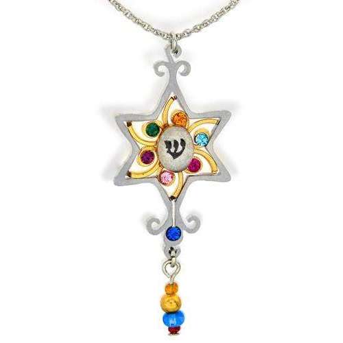 Seeka Clear Star of David Necklace With Drop Beads