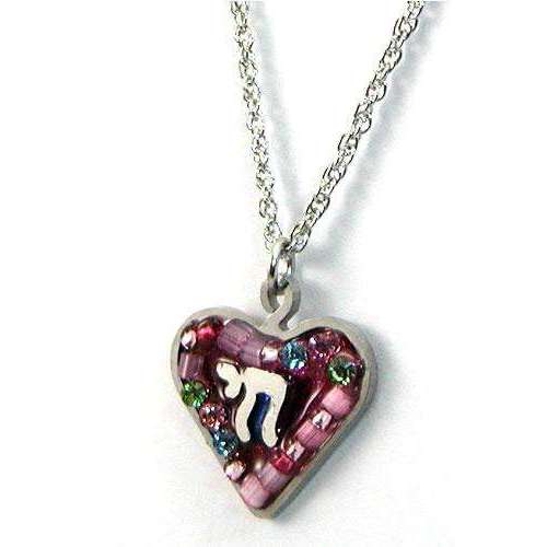 Seeka Pretty in Pink Heart and Chai Necklace