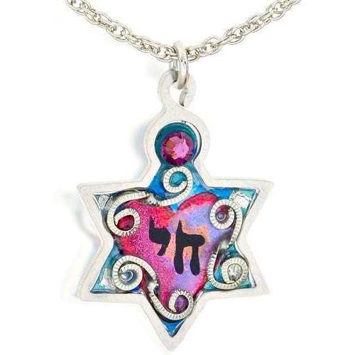 Seeka Star of David Necklace with Swirls and a Chai
