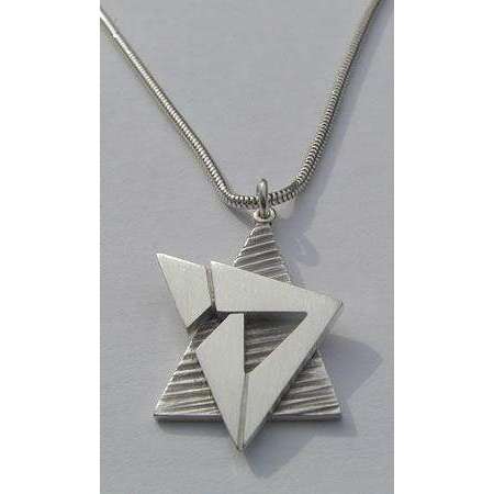 Susan Fox Sterling Silver Star of David Necklace With Chai
