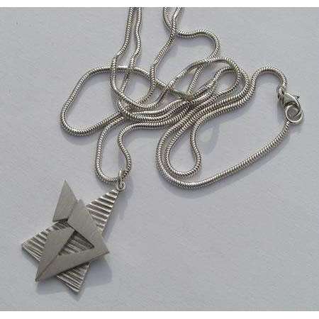 Susan Fox Sterling Silver Star of David Necklace With Chai