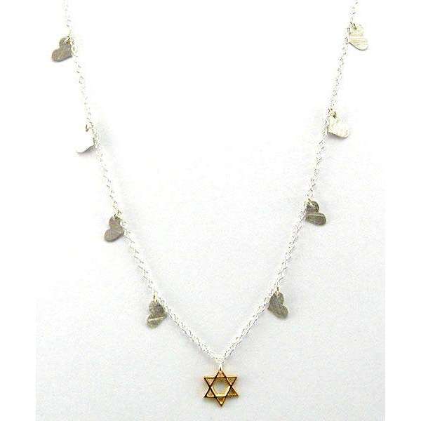 Zina Kao Pretty Star of David Necklace with Heart Charms